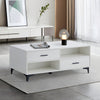 White High Gloss Coffee Table 4 Drawers Rectangular Living Room Modern