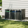 Triple Wheelie Bin Storage Metal Store Cover Garden Rubbish Dustbin 3 Shed House