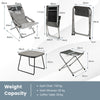 5Pcs Patio Sling Chair Set Folding Lounge Chairs Coffee Table Chair Footrest Set