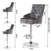 Grey Velvet Bar Stool Lion Knocker Chrome Base Quilted Deep Button Swivel Chair