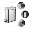 Stainless Steel Trash Can Kitchen Bin Pedal Office Rubbish Storage