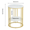 2 Tier Round Side Coffee Table with Gold Metal Frame Marble-Effect Top Sofa Room