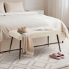 End of Bed Bench Upholstered Foot Stool Linen-Touch Ottoman Cream