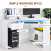 Smart L-Shaped Corner Desk with Storage & Keyboard Tray - Modern White Design