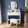 Dressing Table Makeup Desk with LED Light Mirror Drawer Stool Bedroom Vanity Set