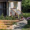 Wood Iron Handrail Picket Stair Rail for 3-4 Steps Handrail Outdoor Stairs Black