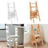 3-in-1 Wooden Stepladder Convertible Folding Step Stool Chair Display Rack Stand