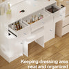White Dressing Table Stool Vanity Set Makeup Desk 5 Drawers with Sliding mirror
