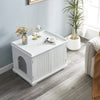Wooden Cat Litter Box Enclosure Hidden Pet Cat Washroom Trays Bench With 2 Doors