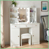 Modern Vanity Dressing Table Makeup Desk with LED Light Mirror Stool Shelf Set