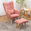 Occasional Scalloped Button High Back Fabric Armchair Sofa Chair Footrest Stool