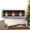 Bio Ethanol Fireplace Biofire Fire 1400 x 400mm /GLASS Inset/Wall Mounted Silver
