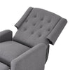 Grey Single Sofa Chair, 140° Reclining Backrest Lounge Armchair with Wooden Legs