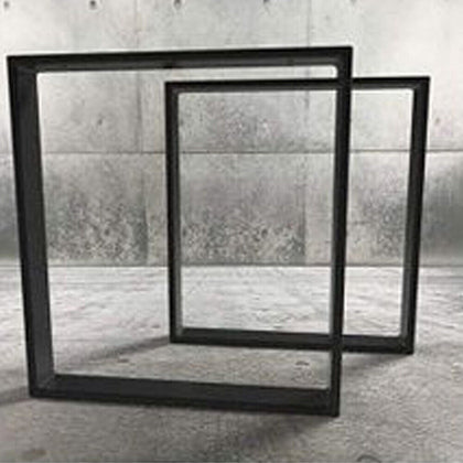 2Pcs Black Industrial Metal Box Section Table Legs Desk Bench Square Frame Legs