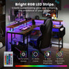 Corner Computer Workstation L-Shaped Gaming Desk w/Monitor Stand-Brown