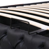 4ft6 Double Gas Lift Ottoman Storage Bed Frame w/ LED Lights Faux Leather Black