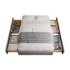 4FT6 DOUBLE BED LINEN FABRIC UPHOLSTERED BED FRAME WITH 4 STORAGE DRAWERS GREY