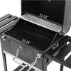 Black Charcoal Grill BBQ Trolley Wheels Two Arm Garden Smoker Shelf Side Steel