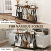 Narrow Console Table, Industrial 2-Tier Sofa Table with Shelf, Rustic Brown