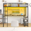 Metal High Sleeper Bed with Safety Guardrail & Ladder-Black