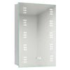 Aluminum Bathroom Mirror Cabinet LED Illuminated Storage with Clock Socket Light