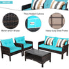 4 Pieces PE Rattan Patio Conversation Set Outdoor Rattan Furniture w/ Cushions