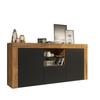 Modern 145cm TV Unit | Oak Matt Body & Black Matt Doors | Cabinet & TV Stand