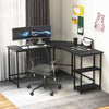 L-Shaped Computer Desk Gaming Desk Table Workstation Executive Desk Black