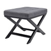 Grey Ottoman Pouffe Stool Linen Footstool Dressing Vanity Chair X Shape Leg Seat