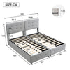 Upholstered Bed with Storage Ottoman Bed Frame Spliced Bed with 2x Single Bed