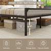 Queen Size Industrial Slatted Bed Frame Metal Platform Bed with Headboard