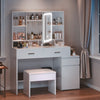 Dressing Table Vanity Table with LED Light 4 Drawers and Open Shelves
