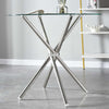 Round Glass Home Kitchen Dining Table 90cm top with Stainless Steel Metal Legs
