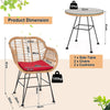 3Pcs Outdoor PE Rattan Conversation Furniture Garden Bistro Table Chairs Set