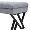 Buttoned Dining Waiting Room Bench Linen Upholstered Bench Stool Steel Frame