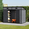 2 Doors Pent Shed Outdoor Tool House Lockable Plastic Garden Storage Sheds Grey
