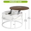Round Lift Top Coffee Table with Hidden Storage for Living Room, Office