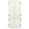 Freestanding Floor Cabinet Wooden Storage Organizer Chest with Adjustable Shelf