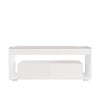 High Gloss Coffee Table Centre Table With LED Light Open Storage Glass Tabletop