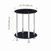 2 Tier Round Black Marble Tempered Glass Side End Bedside Table Stainless Steel