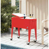 Cooler Cart with Wheels Red 92x43x89 cm Rolling 80 Quart