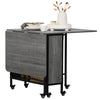 Drop Leaf Table Kitchen Table Extendable Dining Table with Wheels Grey