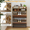Freestanding Shoe Organizer Shoe Cabinet w/2 Flip Drawers-Natural