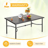 Metal Garden Dining Table Outdoor Patio w/ Umbrella Hole Rectangle Table Black