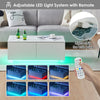 White High Gloss LED Coffee Table Wooden with 4 Drawers 16 Colors Adjustable