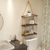 3 Tier Rope Hanging Floating Shelves Wood Wall Swing Shelf Home Storage