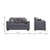 Panana 3 2 Seater Grey Black Linen Fabric Suite Sofa Couch, Free Throw Pillows