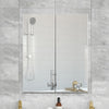 Bathroom Mirror Cabinet 2 Doors White Waterproof Wall Mounted Storage Wood