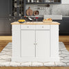 Kitchen Island Storage Cupboard W/ Drop Leaf Countertop Side Racks White