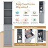 Freestanding Bathroom Storage Cabinet with 3 Open Shelves & Door Cabinet Grey